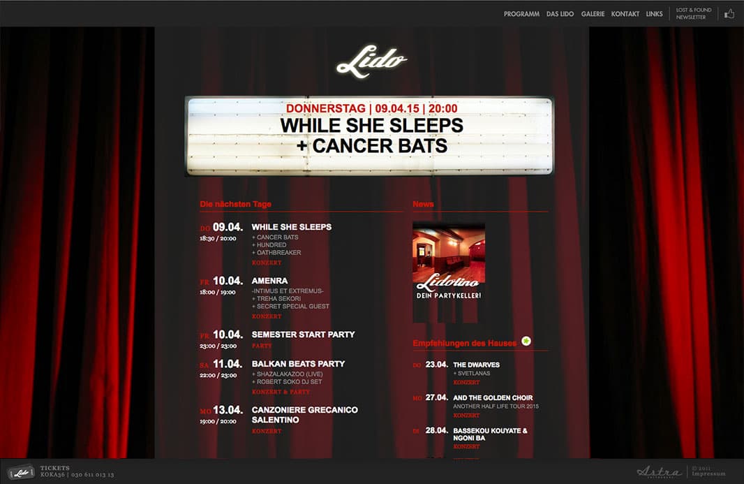 Lido Webseite vor dem Redesign